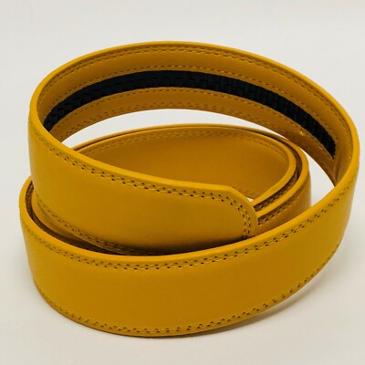 3.5cm 1 3/8 inch slide Automatic Belt Strap Mustard Color Leather Click Correas