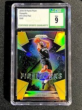 2018/19 CHRIS PAUL #15 PANINI GOLD FIREWORKS PRIZM SSP #D 09/10 CSG 9 MINT G2745
