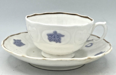 Adderley England Chelsea antique white/lavender cup & saucer anchor nots 5 7/8''