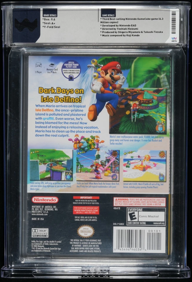 Super Mario Sunshine Nintendo Gamecube Player's Choice New Sealed WATA 9.6 A+ - Image 2 of 2