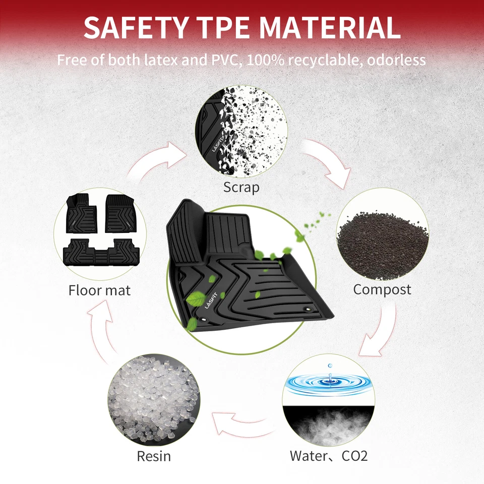 All Weather Floor Mats for 2016-2022 Lexus RX350 RX350L RX450h RX450hL TPE Liner - Imagem 4 de 4