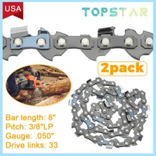 2PACK 8" Chainsaw Chain Harbor Freight Portland 62896 68862 63190 3/8LP 050 33DL