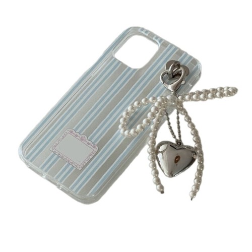 Bow Shaped Keychain with Silver Heart Imitation Pearl Keyring for Fashion Lovers - 第 4/10 張圖片