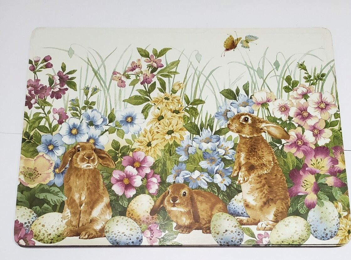 Benson Mills Blooming Bunnies Cork Backed Placemats Easter Springtime