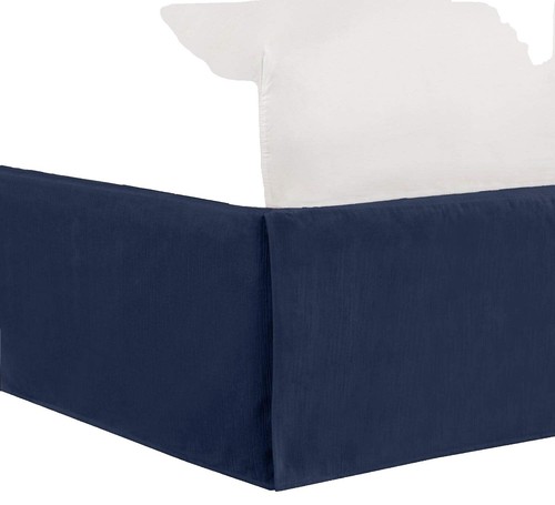 Jupe De Lit D. Porthault Valmont – Taille Twin – Bleu Et Blanc – Dentelle à Volants