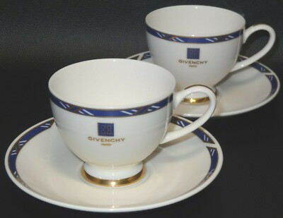 Givenchy Tea Cups & Saucers Set of 2 Pieces From Japan Porcelain