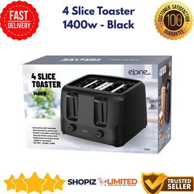 4-Scheiben-Toaster 1400 W schwarz schnell gleichmäßiges Toasten einstellbare Bräunungssteuerung groß
