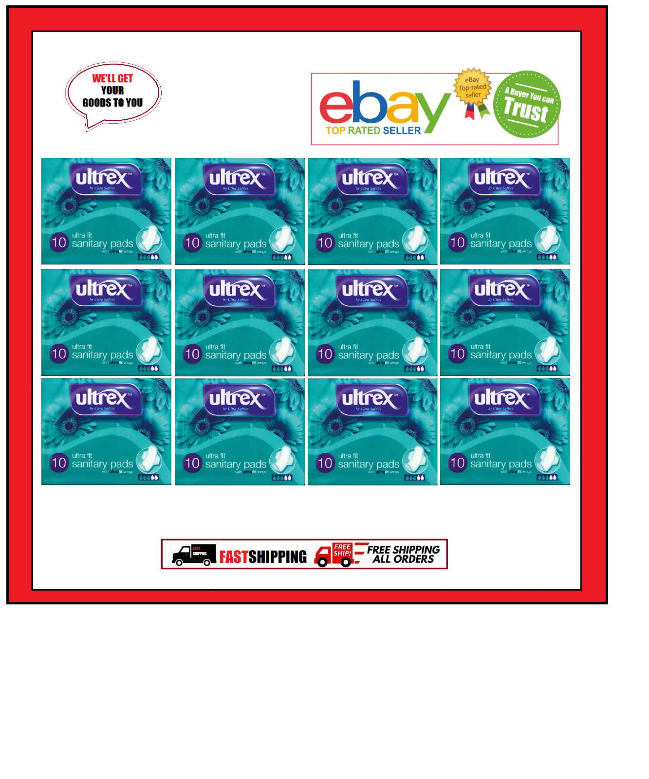 Ultrex Ultra Plus Sanitary Pads 8 Pads - 8 Till Late / Deliver Cardiff