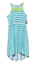 SO Girls Blue White Strappy Cami Midi Maxi Long Beach Pool Sun Dress