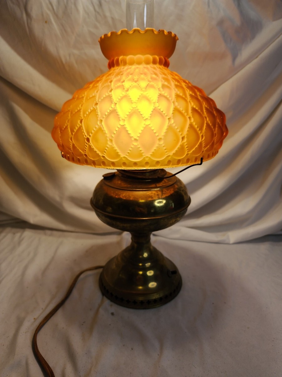 未開封　amber diamond pattern lamp shade 未開封 amber diamond pattern lamp shade Vintage Amber Glass
