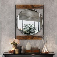 HäNgespiegel Wandspiegel Holz Rahmen Flurspiegel Badspiegel 57Cm Industriestil
