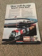 Vintage 1974 TYCO ELECTRIC TRAINS & AMERICA 500 RACING SET Print Ad TRACK CARS 