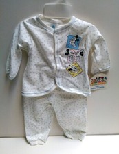 Dundee Infant Disney Baby Mickey Minnie Mouse 2PC Layette Pajama Set Cotton Blue