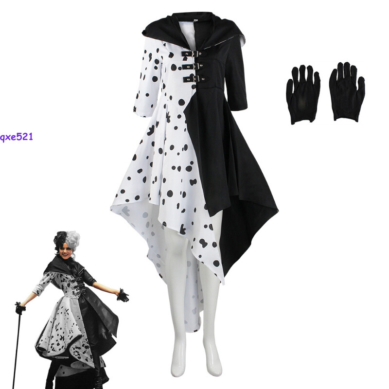 Animación 101 Dálmatas Cruella De Vil Largo Moteado Juegos con disfraces Disfraces