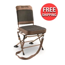 Hunting Blind Chair 360 Degree Silent Swivel Folding Legs Padded Back 300-Denier