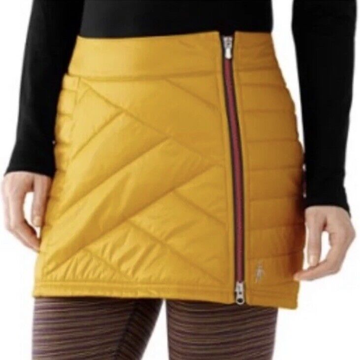 SmartWool Mustard Wool Quilted Skirt Lined Mini S… - image 1