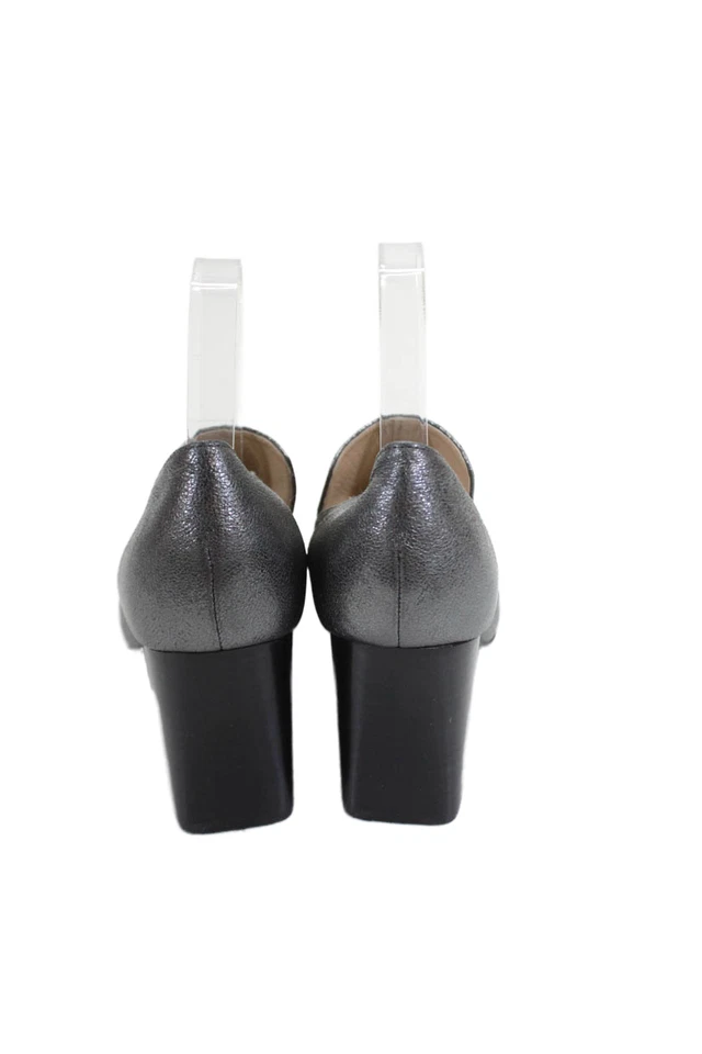 Marc Fisher LTD. Mujer Cuero Metálico Puntera Cuadrada Mocasines Tacones Plateados Talla 9M Foto 3 de 4