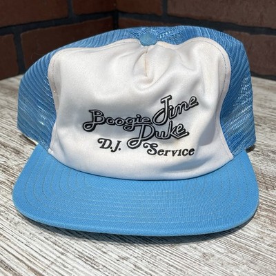 70 s DJ Service Hat  Boogie Time  Snap Back Baby Blue Trucker Cap  FAST SHIPPING