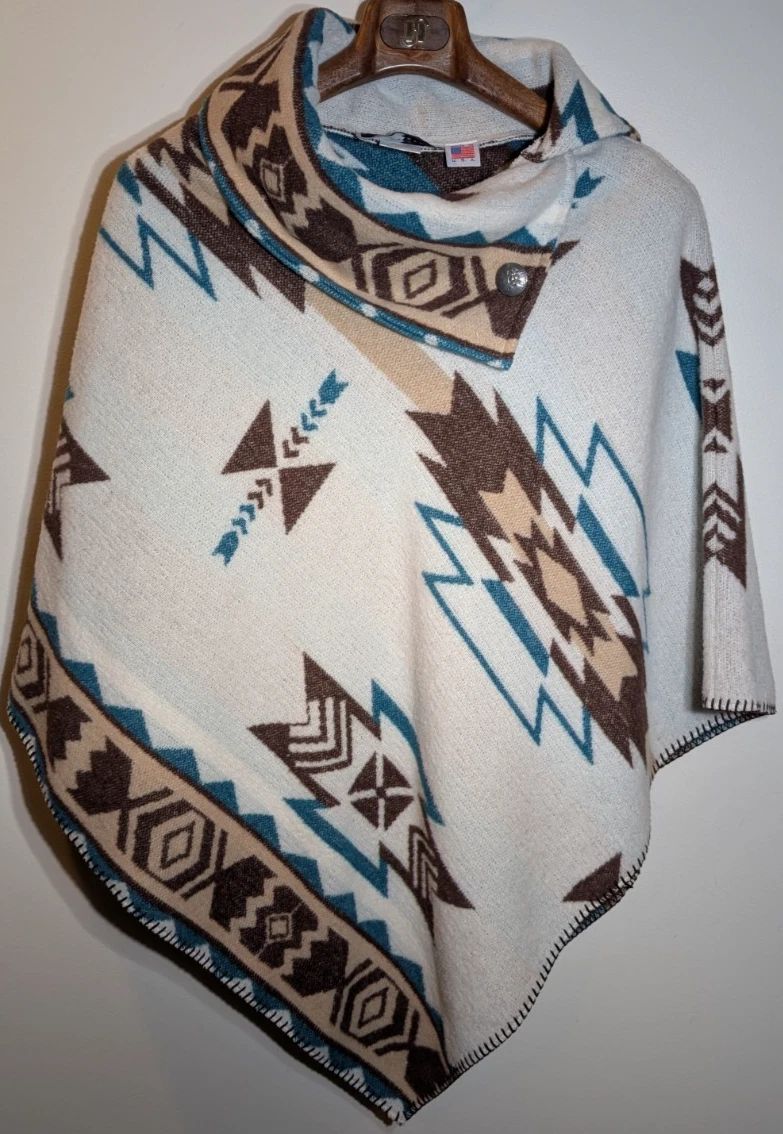 Vintage Rhonda Stark USA Made Teepee Southwestern Native Poncho One Size