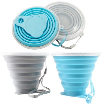 2 Pack Silicone Collapsible Travel Cups Portable Folding Camping Cups with Lids