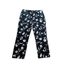 Chaps Ralph Lauren Pants Womens Size 16 Black & White Floral Pants Stretch Plus