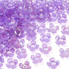 CustomyLife 100pcs Cherry Blossom Beads, 5-Petal Acrylic 0.67 inches, Purple