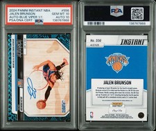 2024 Panini Instant NBA Jalen Brunson Auto Blue Viper 1/1 Psa 10 Auto 10 NYK!