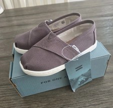 TODDLER's TOMS Gray Alpargata Ash Canvas Slip-On US Size T9 Brand New With Box