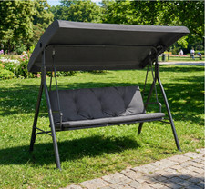 3 Seater Garden Swing Chair Outdoor Patio Canopy Cushion Seat Deck Hammock Bench