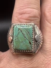Vintage Signed “ JAMES YAZZIE” Navajo Sterling Silver Turquoise Ring Sz 12 (J)