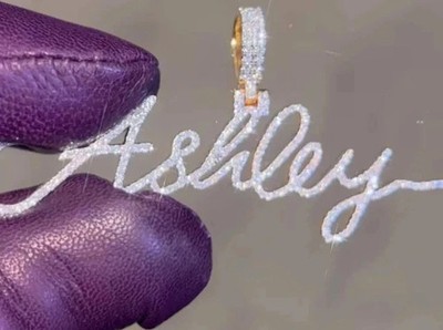 2.50 CT Round Cut Real Moissanite Custom Name Pendant 14K Yellow Gold Plated