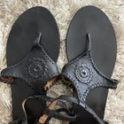 Jack Rogers Sandals Maci Leather Size 11 Black Whipstitch Buckle Strap — photo 2