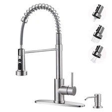 Brushed Nickel Kitchen Sink Faucet: Stainless Steel Kitchen Faucets with Soap...