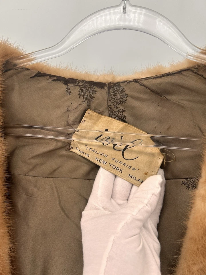 Estola de visón de piel de colección envoltura de hombro abierta talla única de colección caramelo Foto 2 de 4