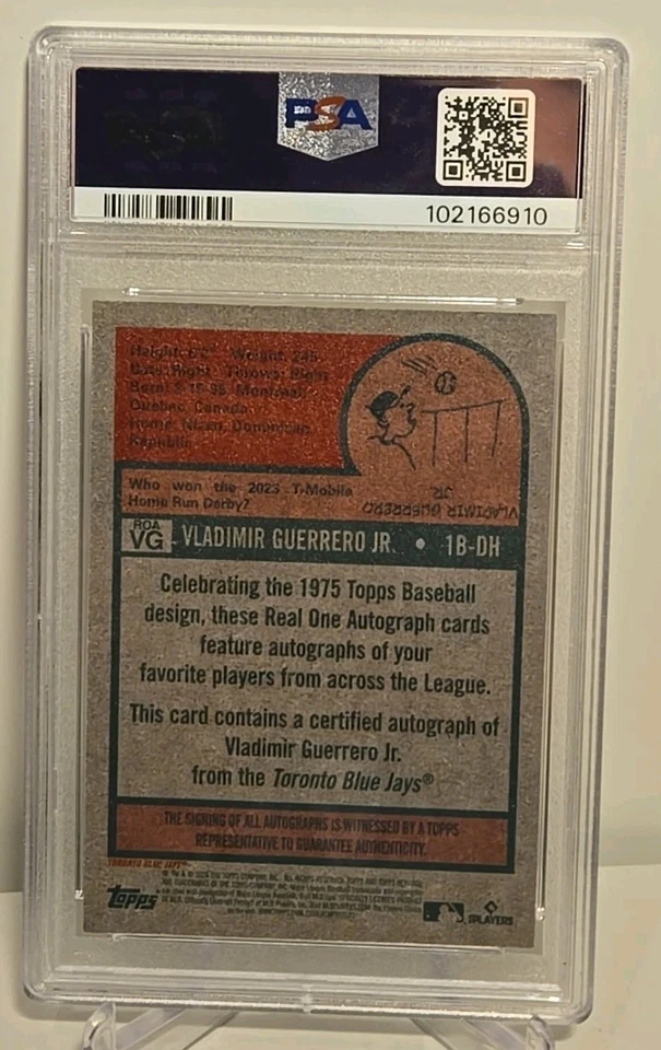 2024 Topps Heritage VLADIMIR GUERRERO JR Real One Auto RED INK #ROAVG /75 PSA 10 - Image 3 of 3