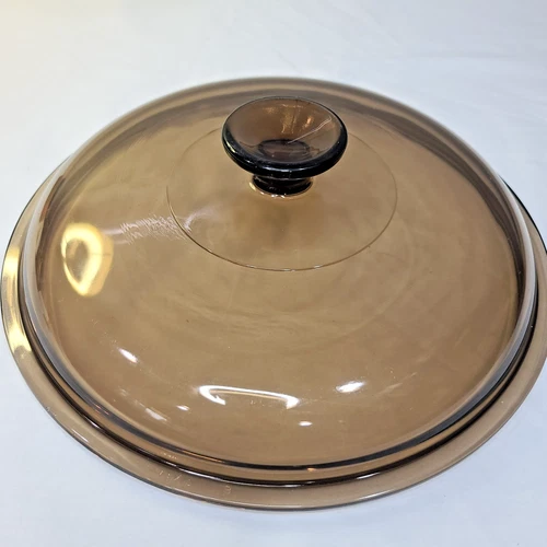 Vintage  Corning Pyrex Vision Ware Amber Replacement Lid For 10” Frying Pan