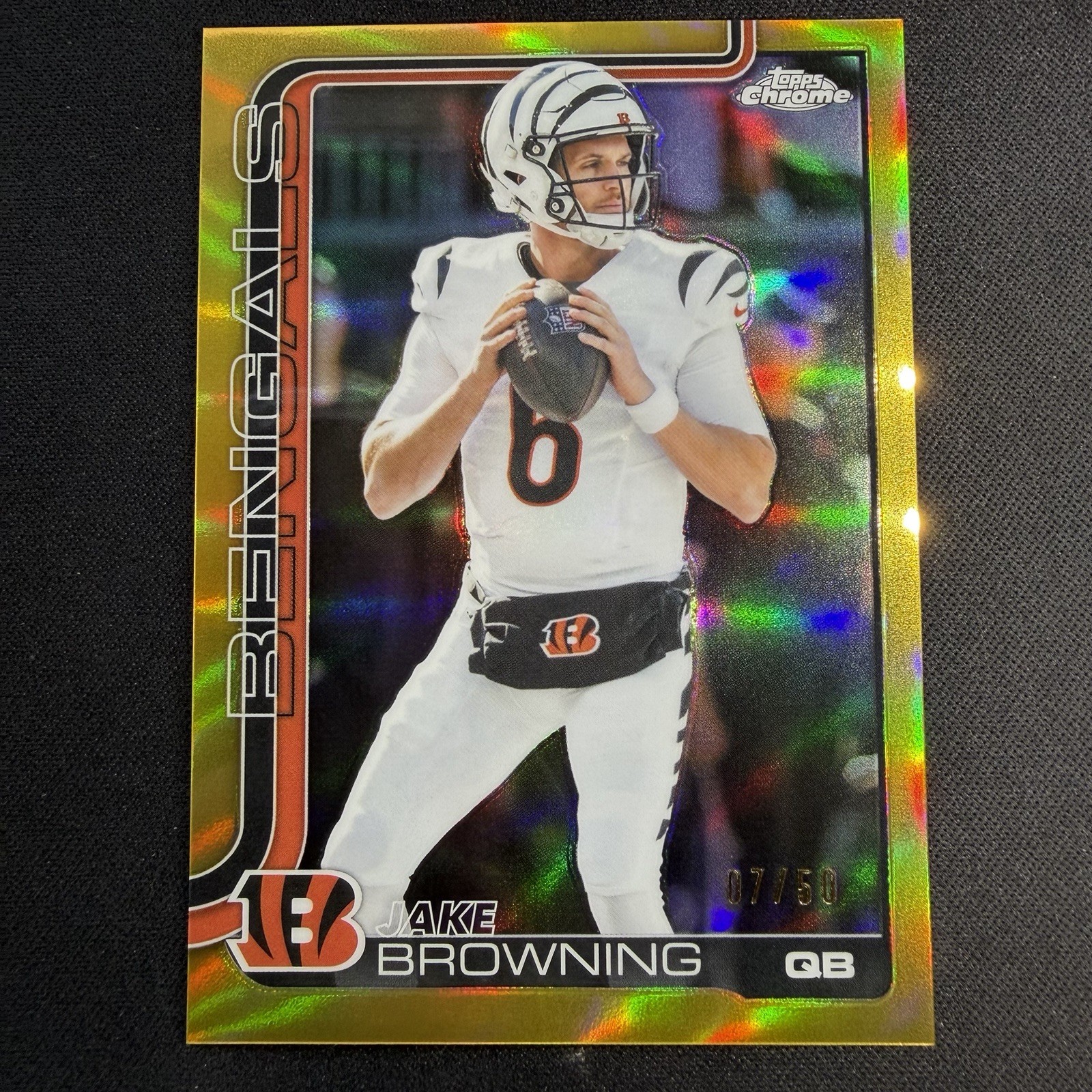 2025 Topps Chrome - Jake Browning #63 Gold Refractor /50 Cincinnati Bengals