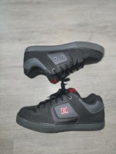 DC Pure Mens Black/Red/Gray Nubuck Skate Inspired Sneakers Shoes