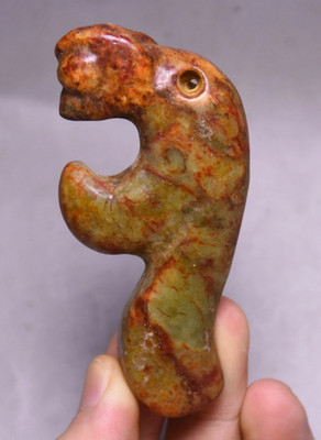 7.5cm China Hongshan Culture Old Jade Carving Sun God Helios Amulet Pendant
