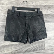 Gianni Bini Shorts Womens XS Black Genuine Leather Mid Rise 3" Inseam Festival