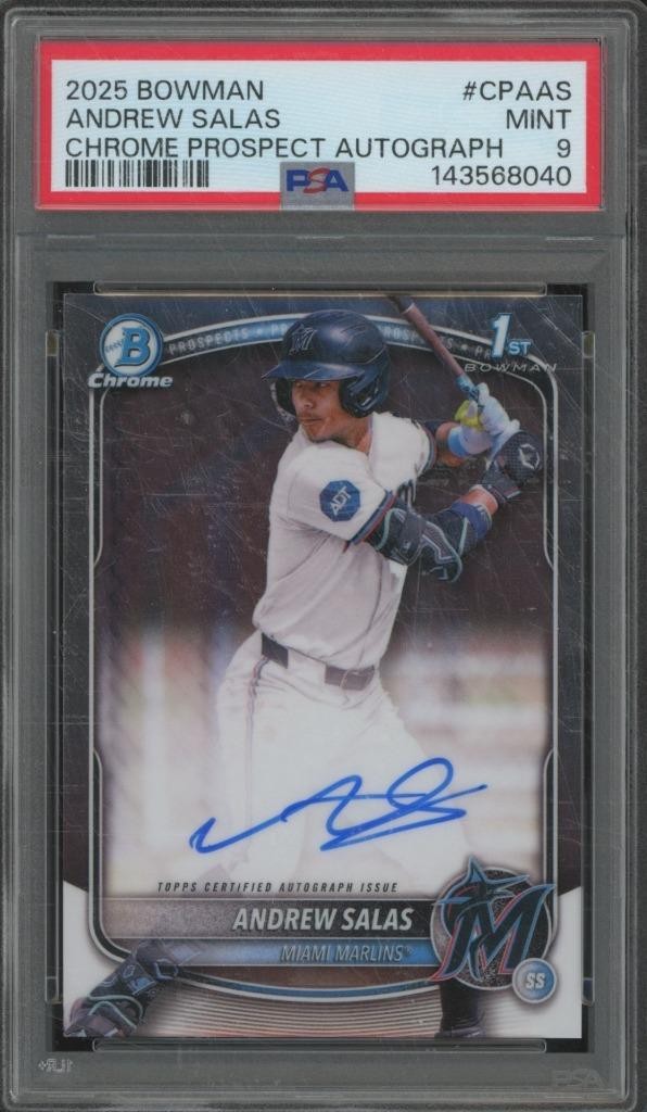 2025 Bowman Chrome ANDREW SALAS 1st RC Rookie Auto PSA 9 Marlins Baseball BIN21