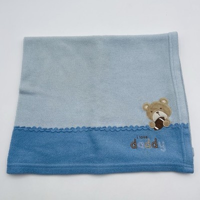Carter's Baby Blanket I Love Daddy Child of Mine Bear Football Blue