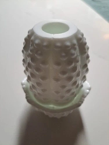 Fenton Vtg Fairy Lamp Light White Hobnail Milk Glass 4.5" Tealight Candle Holder