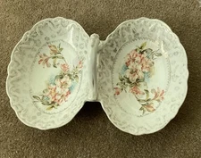 Vintage Porcelain Divided Dish For Candy Or “Tidbits” Floral Design