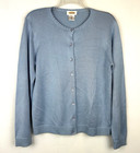 Vintage Talbots Cardigan Sweater Womens M Blue 100% Silk Quiet Luxury Minimalist
