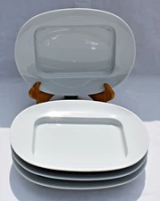 Rosenthal Group - Thomas - WHITE - (4) 10 1/2" OVAL PLATES w/ RECTANGULAR INSET