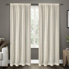 EXCLUSIVE HOME Belgian Textured Linen Look Jacquard Sheer Rod Pocket Curtain ...