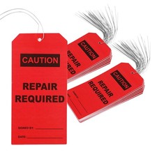 50 Pcs Repair Require Tags PreAttach Wire PVC Plastic Maintenance Required