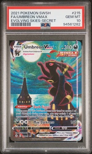 2021 POKEMON SWORD & SHIELD EVOLVING SKIES SECRET FULL ART/UMBREON VMAX PSA 10