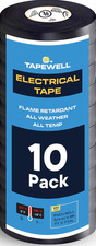 Vinyl Electrical Tape Black, Professional Grade, 3/4 Inch X 66Ft, Pack of 10